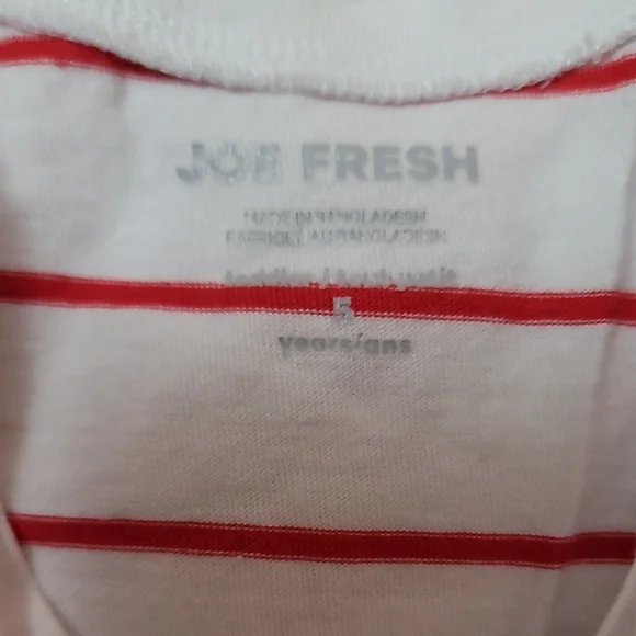 Joe Fresh,Striped Red and White Dress, Size 5, Cotton, - Picture 3 of 5